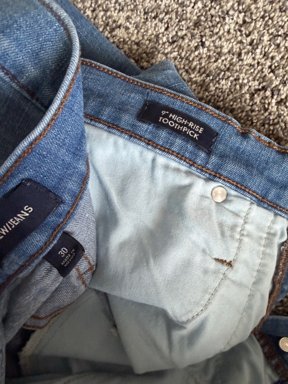 J.Crew 9” Toothpick High-Rise Button-Fly Blue Jeans - Picture 2 of 5